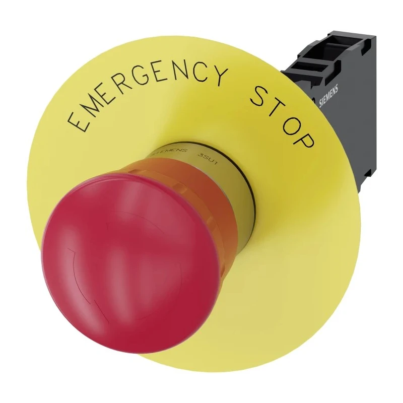 Siemens SIRIUS ACT 3SU11 Series Twist Release Emergency Stop Push Button, Plate Mount, 22 mm Cutout 3SU1150-1HB20-1FG0
