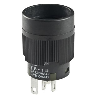 NKK Switches YB Series Illuminated Push Button Switch, On-On, Panel Mount, 15 mm Cutout, SPDT, IP65, 125 V AC YB15CKW01