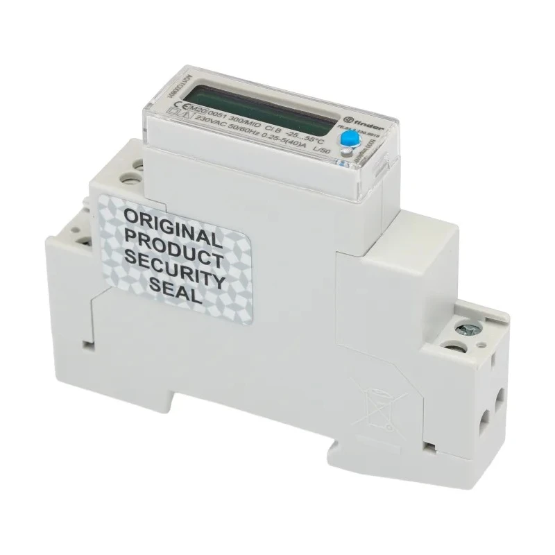 Finder 1 Phase LCD Energy Meter with Pulse Output, 7 Digits Display, Class B Accuracy, 90.4mm Cutout Height 7E.64.8.230.0010