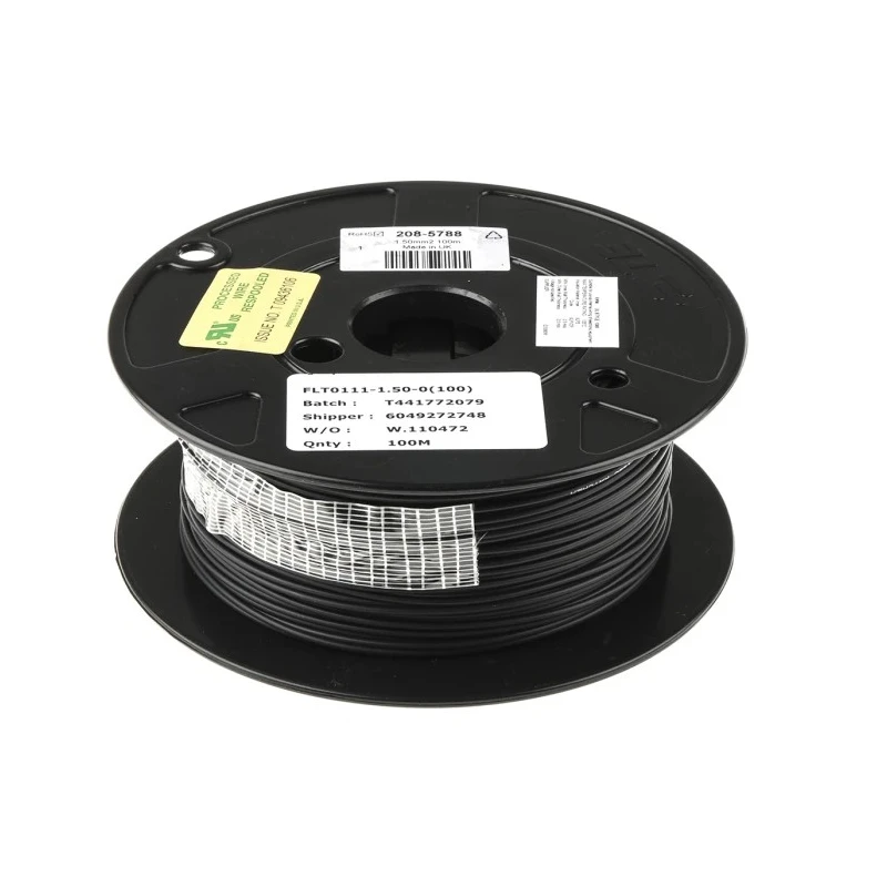 TE Connectivity FlexLite Series Black Equipment Wire 16 AWG 19 x 0.32 mm Core Strands 100 m Polyolefin FLT0111-1.50-0