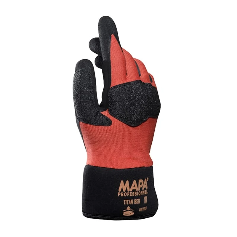Mapa Red Nitrile Coated Work Gloves Size 7 TITAN 850