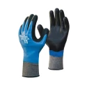 Showa Blue Polyester Stainless Steel Cut Resistant Work Gloves, Nitrile Foam Coating, Size 9 SHOS377