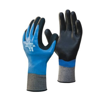 Showa Blue Polyester Stainless Steel Cut Resistant Work Gloves, Nitrile Foam Coating, Size 9 SHOS377