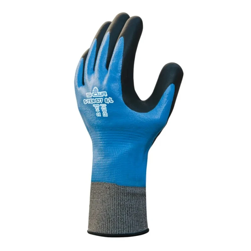 Showa Blue Polyester Stainless Steel Cut Resistant Work Gloves, Nitrile Foam Coating, Size 9 SHOS377