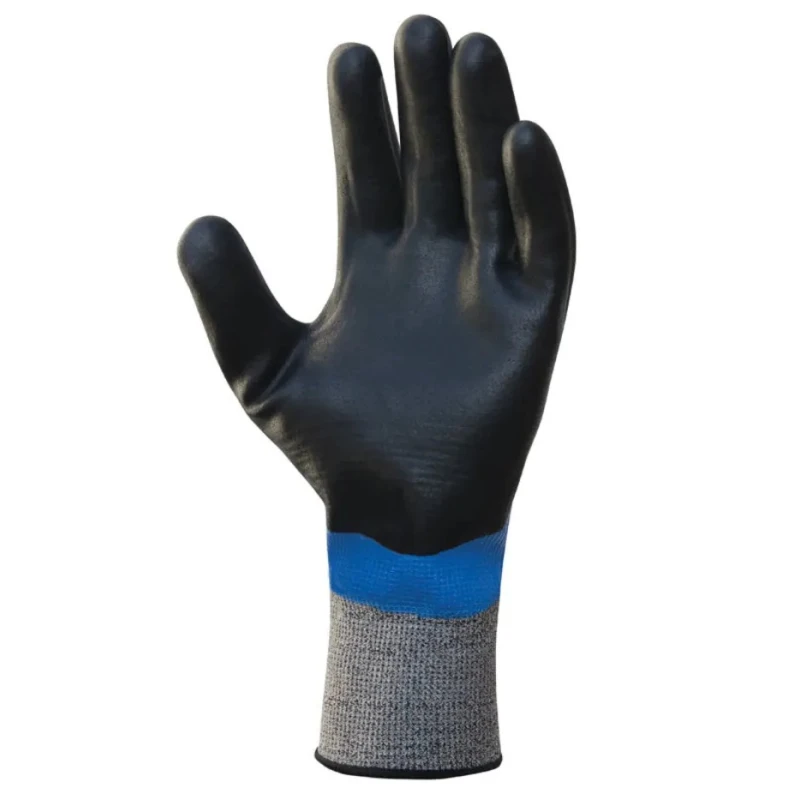 Showa Blue Polyester Stainless Steel Cut Resistant Work Gloves, Nitrile Foam Coating, Size 9 SHOS377