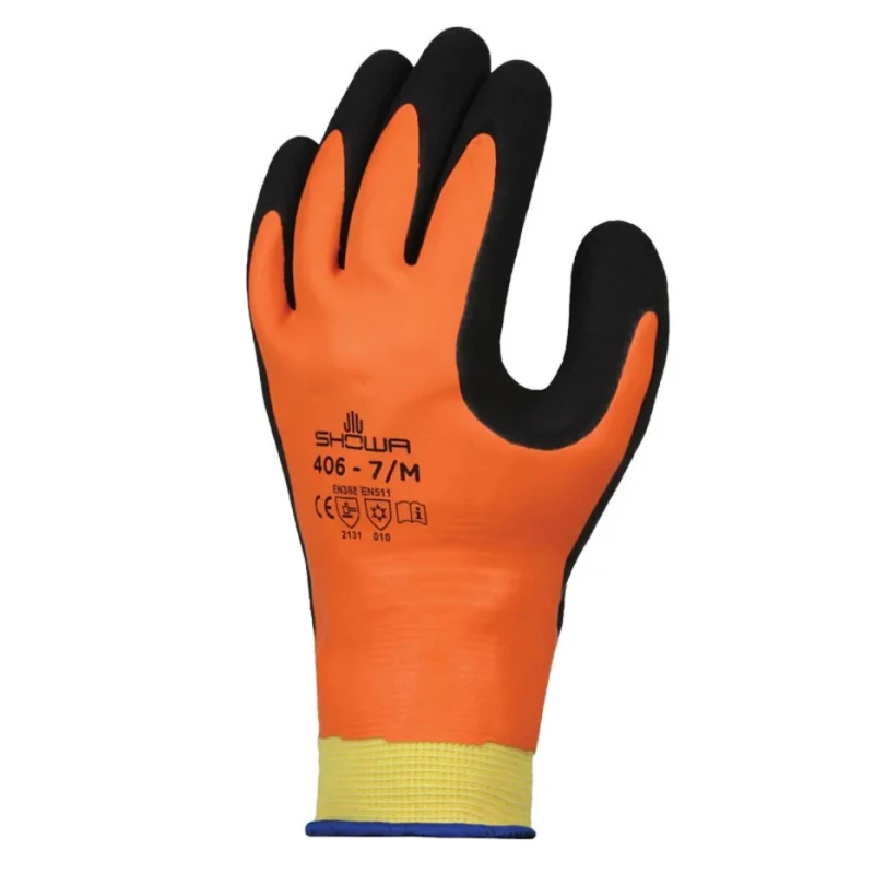 Showa Orange Nylon, Polyester Work Gloves, Size 7, Latex Coating SHOS377