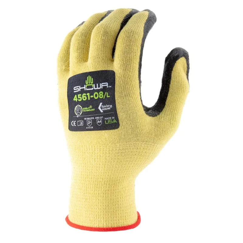 Showa Yellow Elastane Work Gloves Size 8 Nitrile Foam Coating Cut Resistant SHOS3772