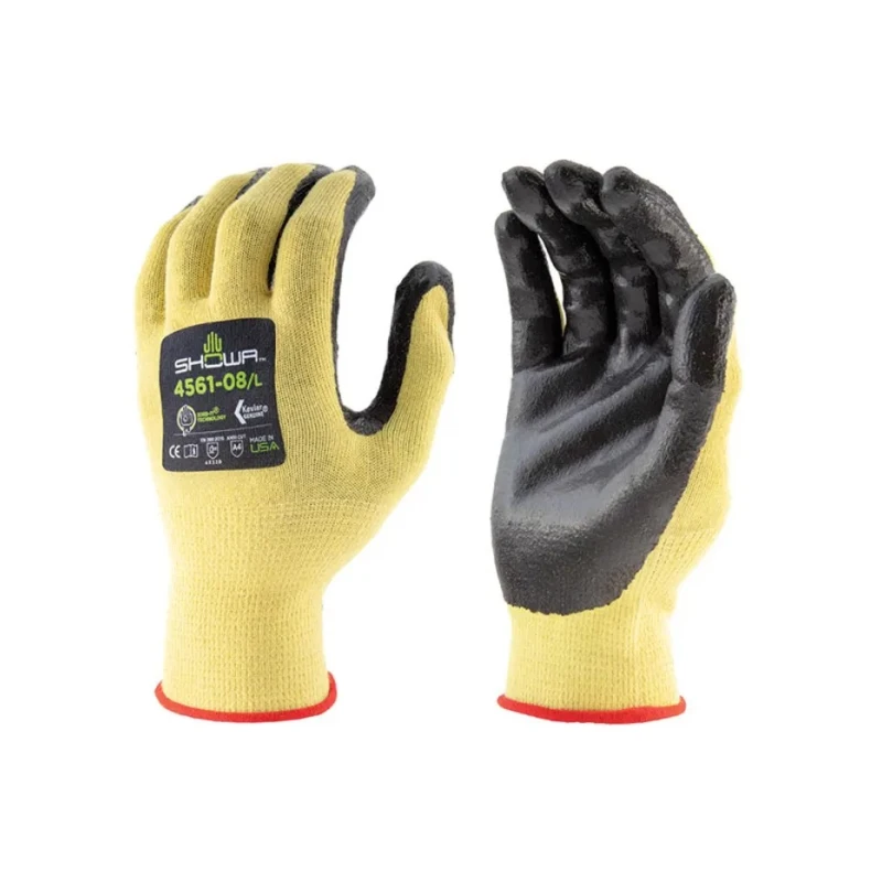 Showa Yellow Elastane Work Gloves Size 8 Nitrile Foam Coating Cut Resistant SHOS3772