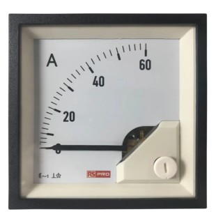 RS PRO Analogue Panel Ammeter 3 A AC, 68 mm x 68 mm, 1 % Moving Iron 186-2441