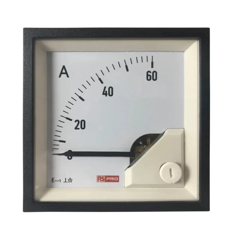 RS PRO Analogue Panel Ammeter 3 A AC, 68 mm x 68 mm, 1 % Moving Iron 186-2441