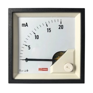 RS PRO Analogue Panel Ammeter 20 mA DC, 68 mm x 68 mm, 1% Moving Coil 186-2488