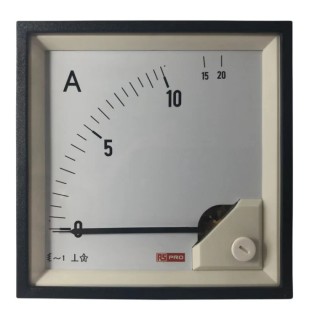 RS PRO Analogue Panel Ammeter 20 A AC Moving Iron Movement 92 mm x 92 mm 1% Accuracy 186-2464
