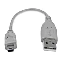 StarTech.com USB 2.0 Male USB Type A to Male Micro USB Type B Cable, Grey PVC Jacket, 152 mm USB2HABM6IN