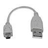 StarTech.com USB 2.0 Male USB Type A to Male Micro USB Type B Cable, Grey PVC Jacket, 152 mm USB2HABM6IN