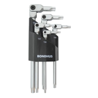 Bondhus 5-Piece Torx Key Set Long Arm Steel Matte Chrome 00023