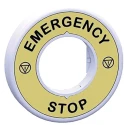 Schneider Electric Illuminated Marked Legend Ring for Emergency Stop Mushroom Head Push Button ZBY9W2G330