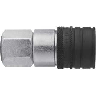 CEJN Steel Hydraulic Quick Connect Coupling Female G 1/4 in, Zinc Plated, Nitrile Seal, Screw Lock 500 bar C102651202