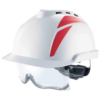 MSA Safety V-Gard 930 White Ventilated Adjustable Safety Helmet with Integrated Eye Shield GVC1A-00000H0-000