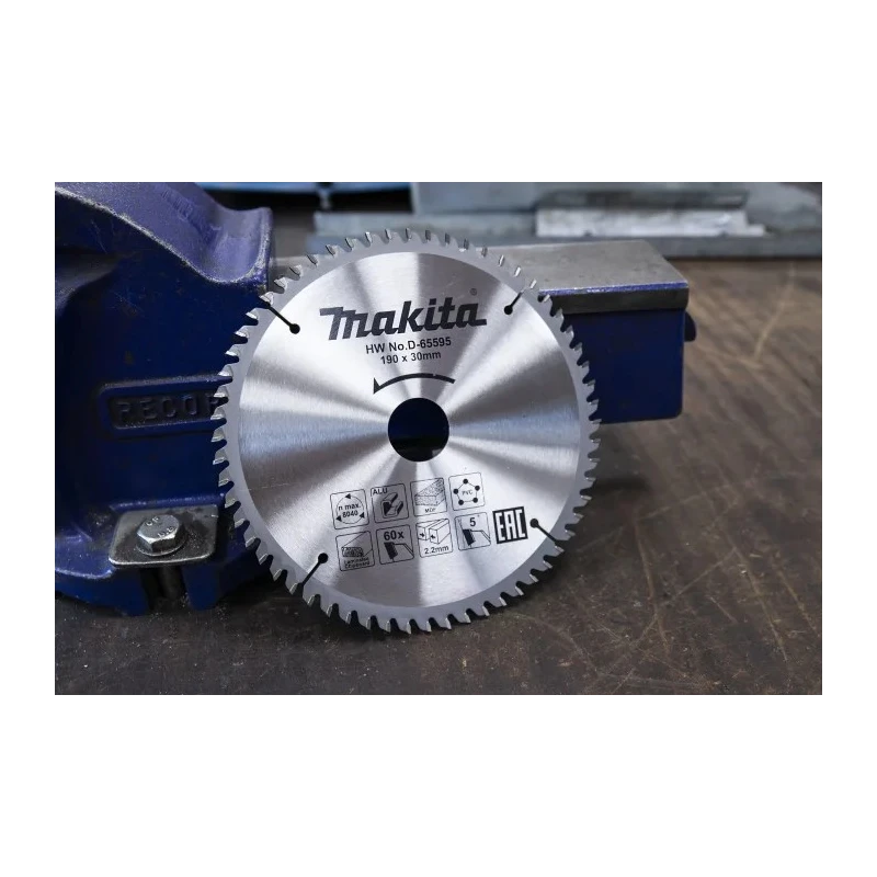 Makita Circular Saw Blade 190mm Diameter 60 Teeth Tungsten Carbide Tip Cutting Aluminium Brass Copper PVC Wood D-65595