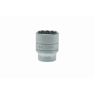 Teng Tools 1/2 in Drive 25 mm 12 Point Bi-Hexagon Socket, Satin Finish, 40mm Overall Length M120525-C