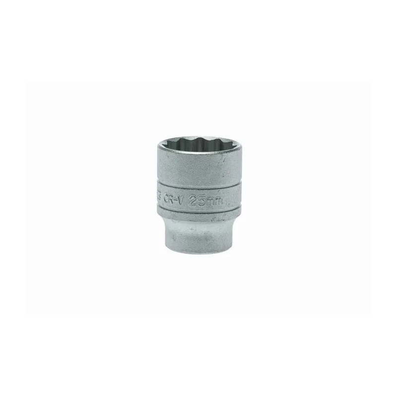 Teng Tools 1/2 in Drive 25 mm 12 Point Bi-Hexagon Socket, Satin Finish, 40mm Overall Length M120525-C