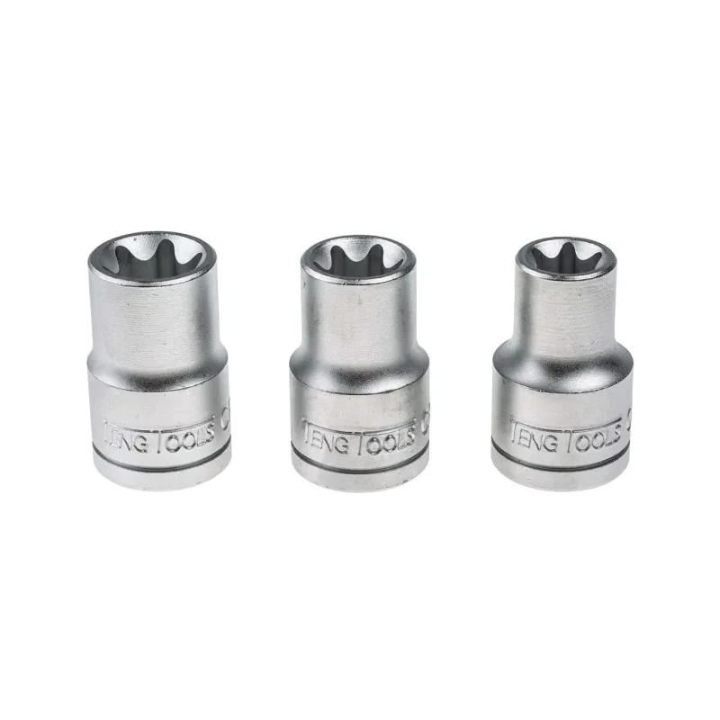 Teng Tools 9-Piece 1/2 in TX-E Socket Set Chrome Vanadium Steel Satin Finish M1210