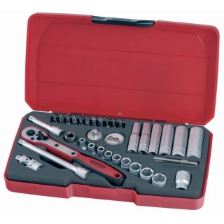 Teng Tools 36-Piece 1/4 in 6 Point, Deep, Regular Socket Set T1436