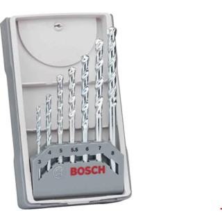 Bosch Multi-Material Drill Bit Set 7-Piece, Steel Bits, 3 mm to 8 mm, ISO 1173 C6.3/E6.3, DIN 338 2607017035