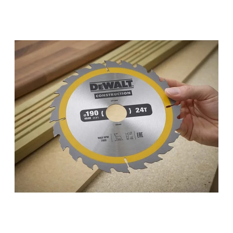DeWALT Circular Saw Blade 190mm 24 Teeth Alternate Top Bevel Tungsten Carbide DT1944-QZ