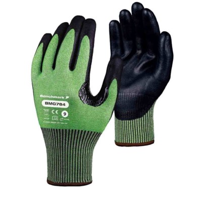 Skytec Black Green Nitrile Foam Work Gloves Size 8 Ultra Lightweight Cut Resistant BMG784