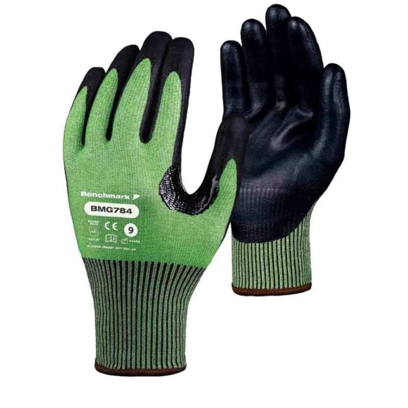 Skytec Black Green Nitrile Foam Work Gloves Size 8 Ultra Lightweight Cut Resistant BMG784
