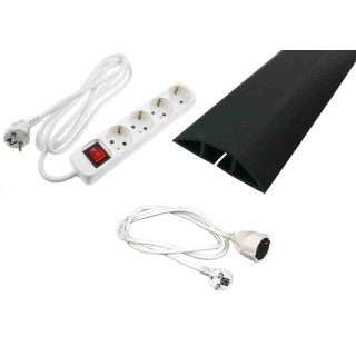 RS PRO 2 m 4 Socket Type F German Schuko Extension Lead Kit 16A 250V PC Cable 201-3593