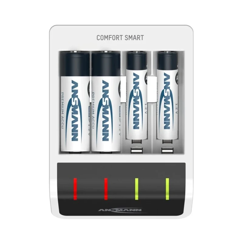 Ansmann Comfort Smart Battery Charger for 1.2V NiMH AA AAA Batteries 800mA Micro USB Plug 1001-0092