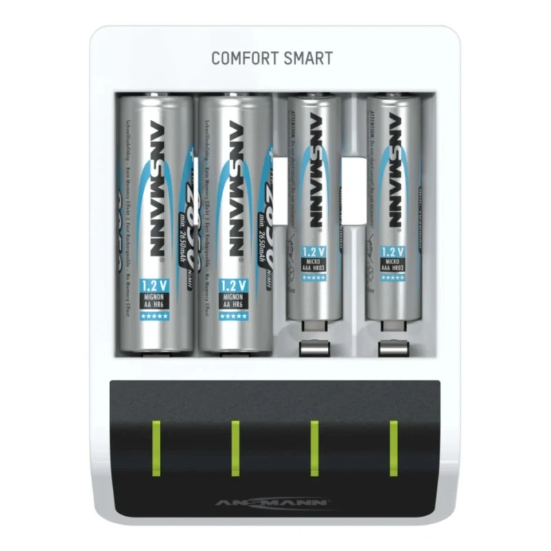 Ansmann Comfort Smart Battery Charger for 1.2V NiMH AA AAA Batteries 800mA Micro USB Plug 1001-0092