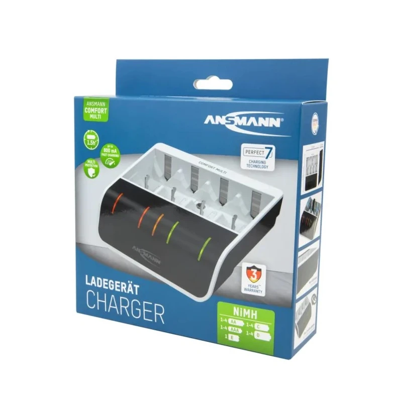 Ansmann NiMH Multi Battery Charger 1.2V Output Voltage, 800mA Charge Current, AA AAA 9 V D C Compatible 1001-0093