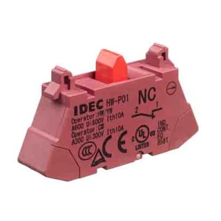 Idec HW Series Contact Block with 1 NC, Voltage Range 24V to 440V, Flashing Illumination HW-P01