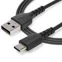 StarTech.com USB 2.0 Male USB Type A to Male USB Type C Charging and Data Transfer Cable, Black Jacket, 1.9 m RUSB2AC2MB