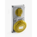 RS PRO Panel Mount Yellow Industrial Power Connector 16A 110V IP67 2P+T IP67