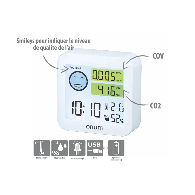 Orium Air Quality Meter Maximum 50°C, 95%RH, LED Display Quaelis 20 23656