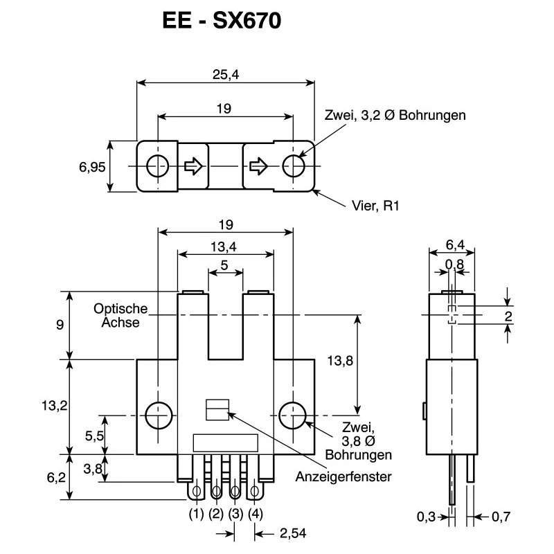 Omron Through Beam Photoelectric Sensor, Fork Style, 5 mm Detection Range, NPN Output, IP50, 24V DC EE-SX670