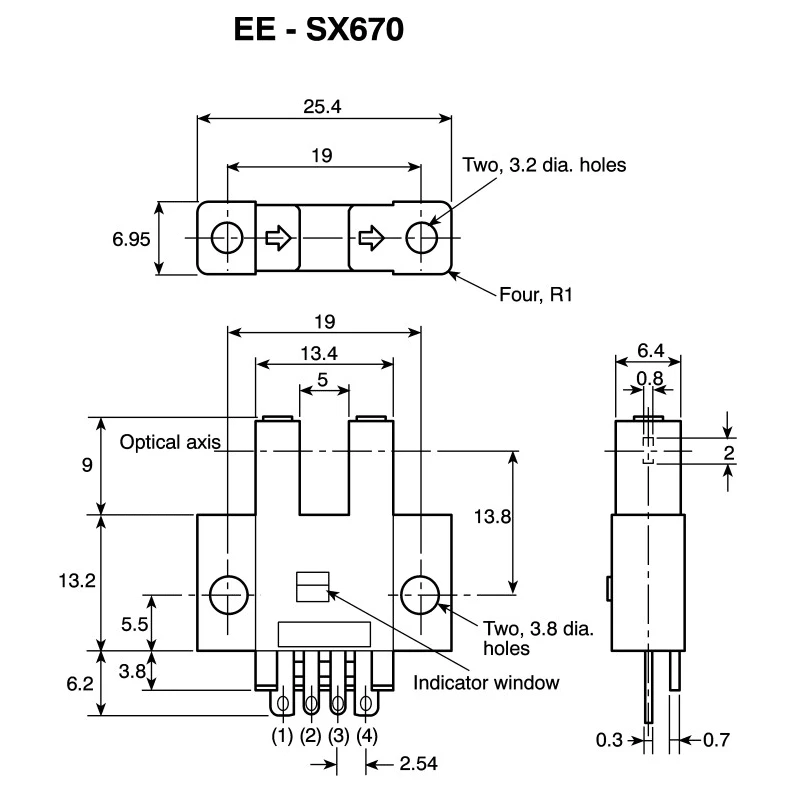 Omron Through Beam Photoelectric Sensor, Fork Style, 5 mm Detection Range, NPN Output, IP50, 24V DC EE-SX670
