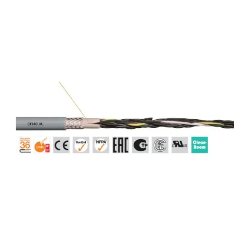 Igus Chainflex CF140.UL Screened 4 Core Control Cable, 0.75mm² 18 AWG, Thermoplastic Elastomer Jacket CF140.07.04.UL (10m)
