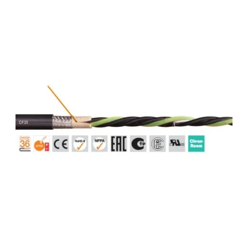 Igus chainflex CF31 Motor Cable, 4 Cores, 6mm² 9 AWG, Screened, 25 m, Black Thermoplastic Elastomer Sheath CF31