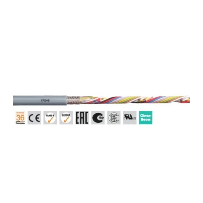 Igus chainflex CF240 Screened Data Cable 3 Cores 0.25mm² 24 AWG Thermoplastic Elastomer Jacket Grey 50 m CF240