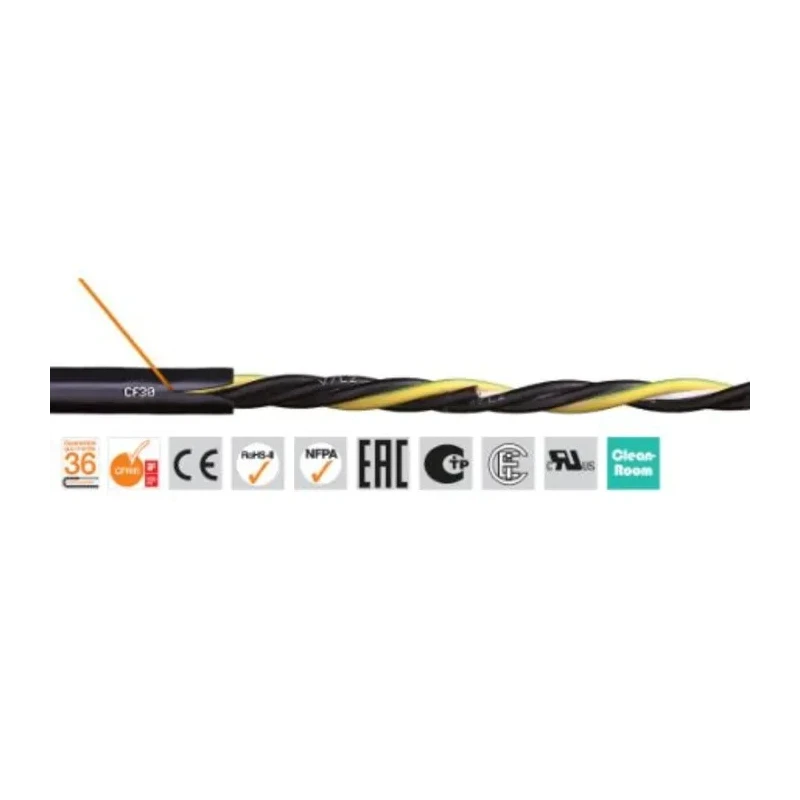 Igus Chainflex CF30 4 Core Power Cable Black 1.5mm² 70°C Thermoplastic Elastomer 10 m CF30