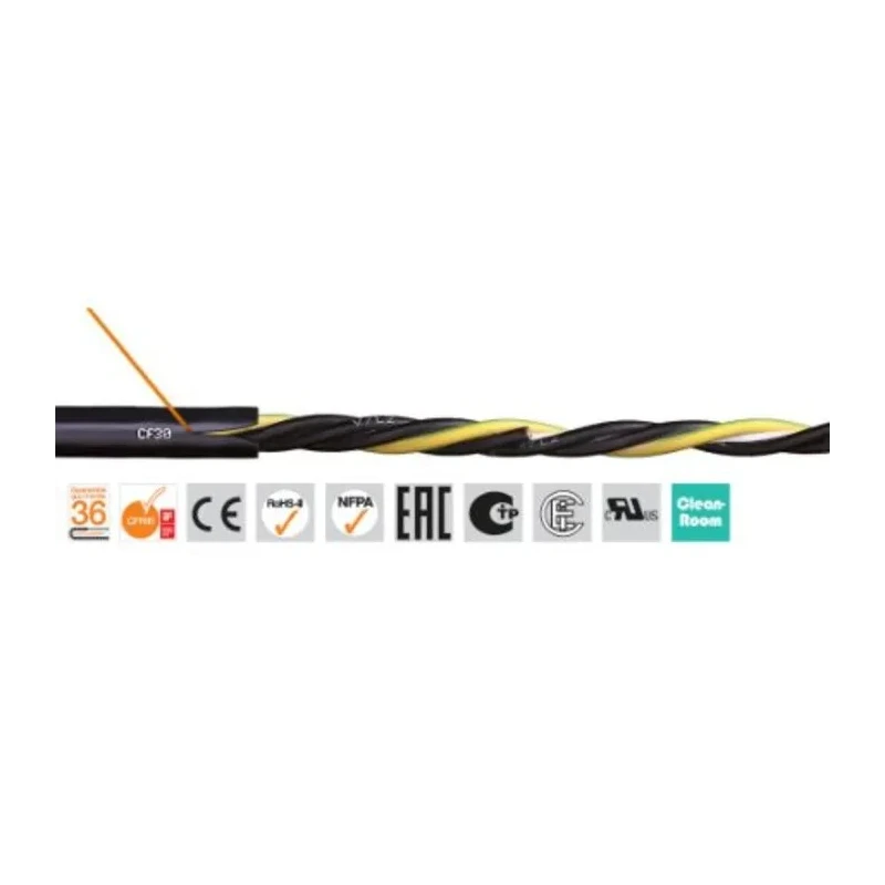 Igus Chainflex CF30 5 Core Power Cable Black 2.5mm² 1000/600 V Thermoplastic Elastomer Jacket 70°C 50 m CF30