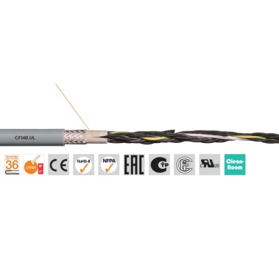Igus Chainflex CF140.UL Screened Control Cable 4 Cores 2.5mm² 13 AWG PVC Jacket Grey 100 m CF140.25.04.UL (100m)