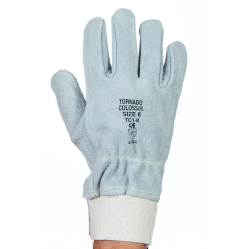 Tornado Colossus Grey Leather Work Gloves Size 9 with Cut Resistant Blended Aramid Lining TC1-09