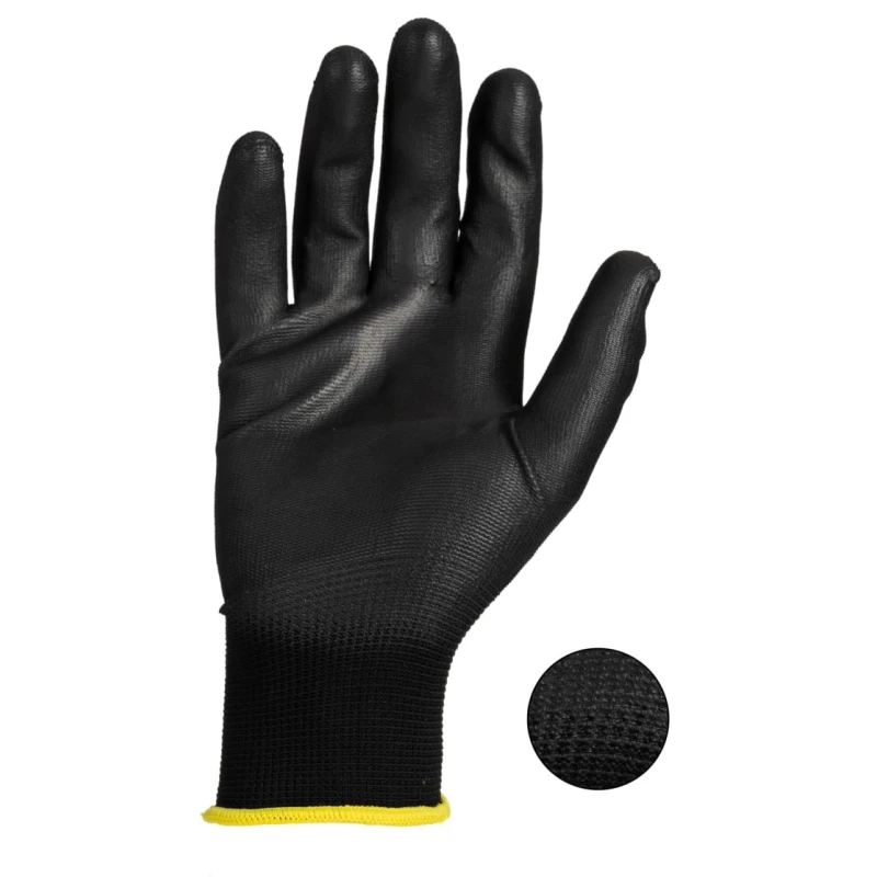 Liscombe Black Polyamide Work Gloves Size 9 with Polyurethane Coating LN614-09