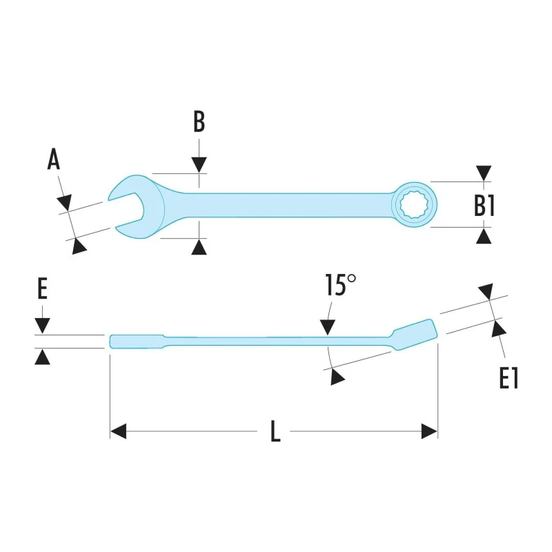 Facom Metric Combination Spanner 16 mm, 158 mm Overall Chrome Finish 39.16